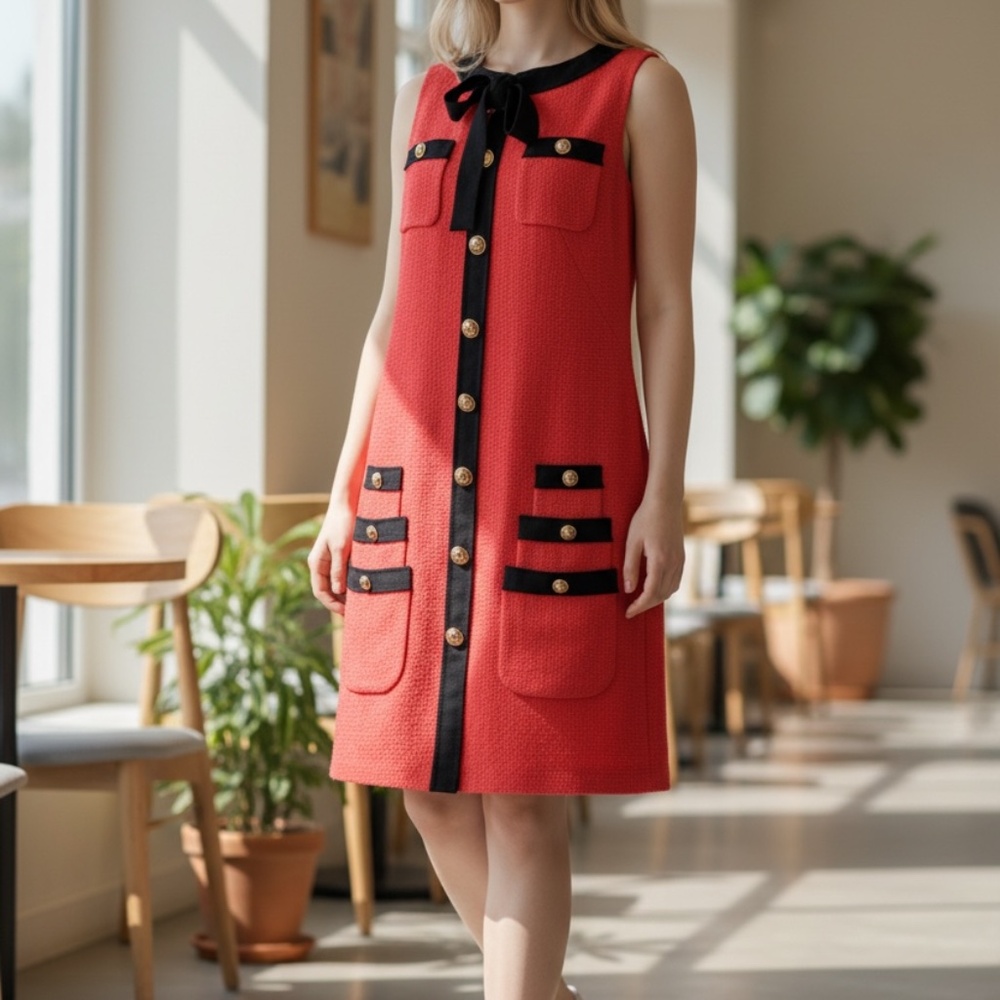 Moschino Cheap & Chic Salmon Wool Boucle Dress